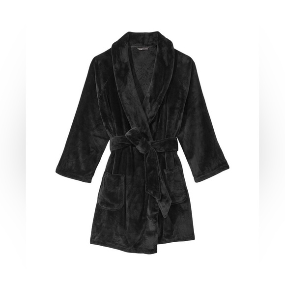 🆕 VICTORIA’S SECRET VS SLEEP Short Cozy Robe XL-XXL Black - Picture 3 of 9